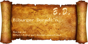 Biburger Dormán névjegykártya